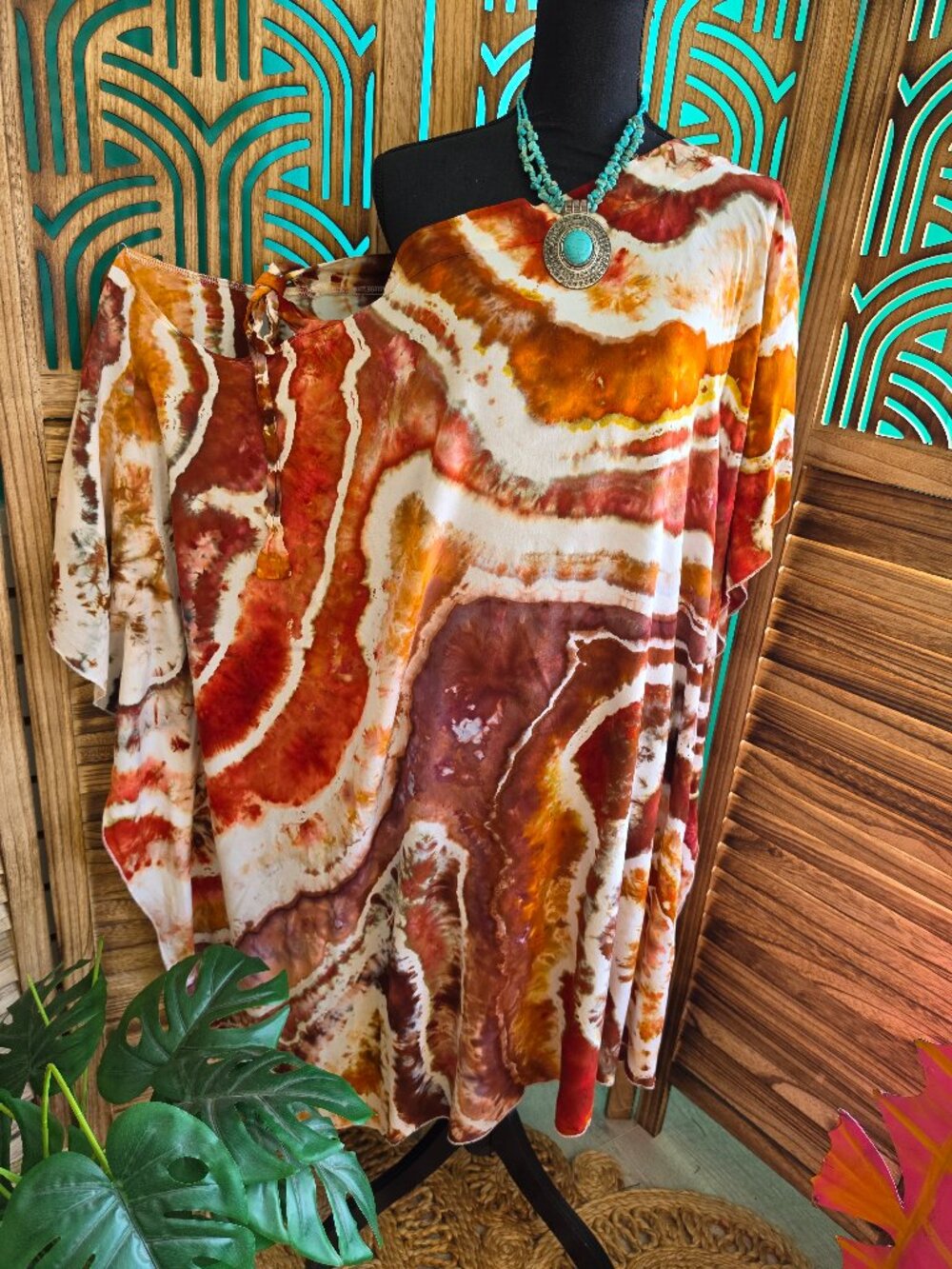 Tie Dye Off the Shoulder Kaftan / One Size fits most